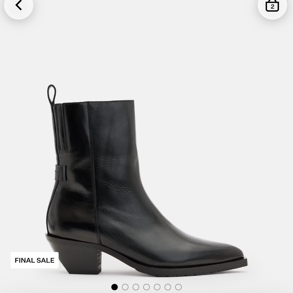 All Saints Bazely Black Leather Ankle Booties